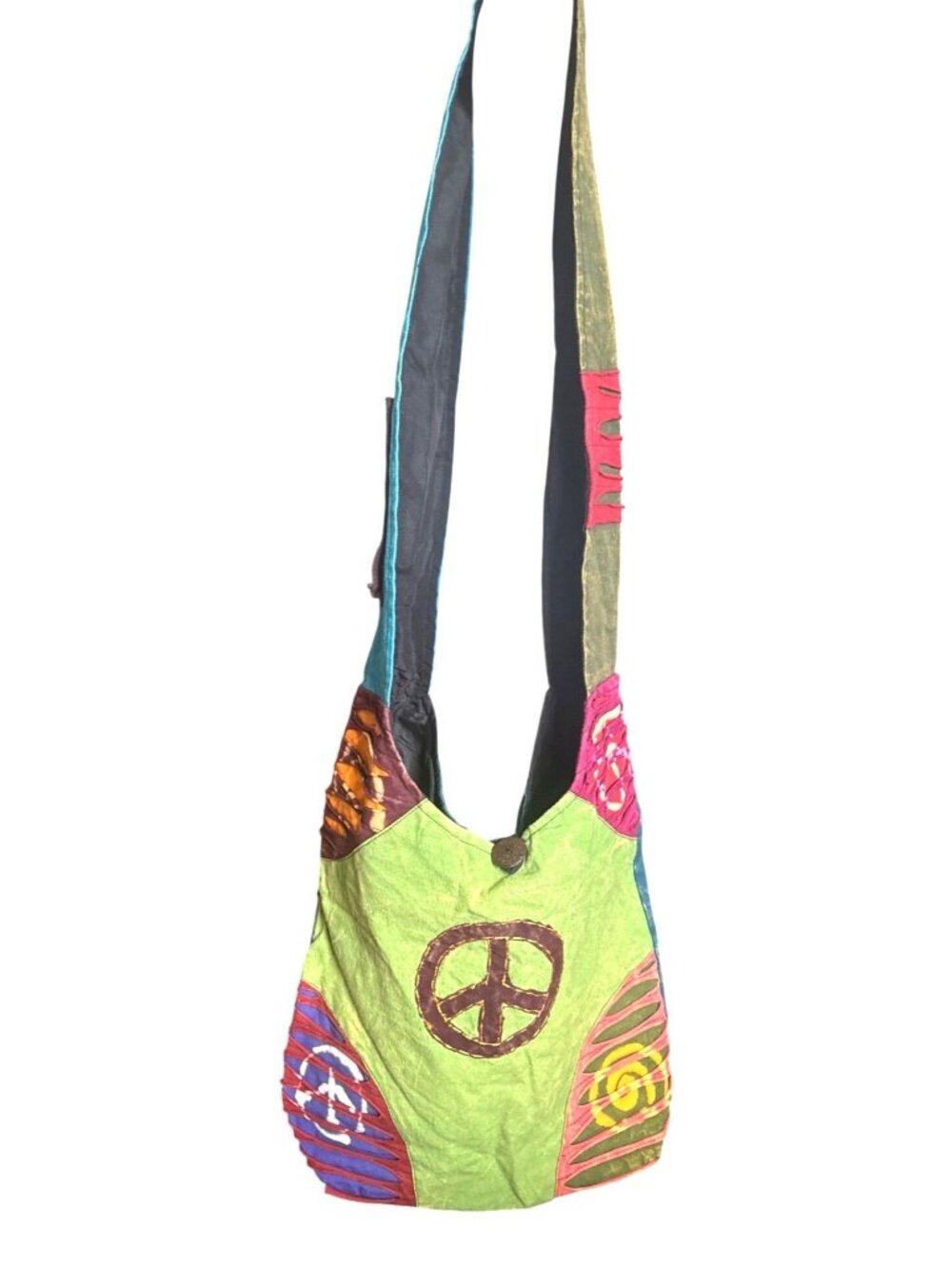 Nepal 100% Cotton Hippie Boho Bag Peace Sign Patchwork Festival Shoulder Purse